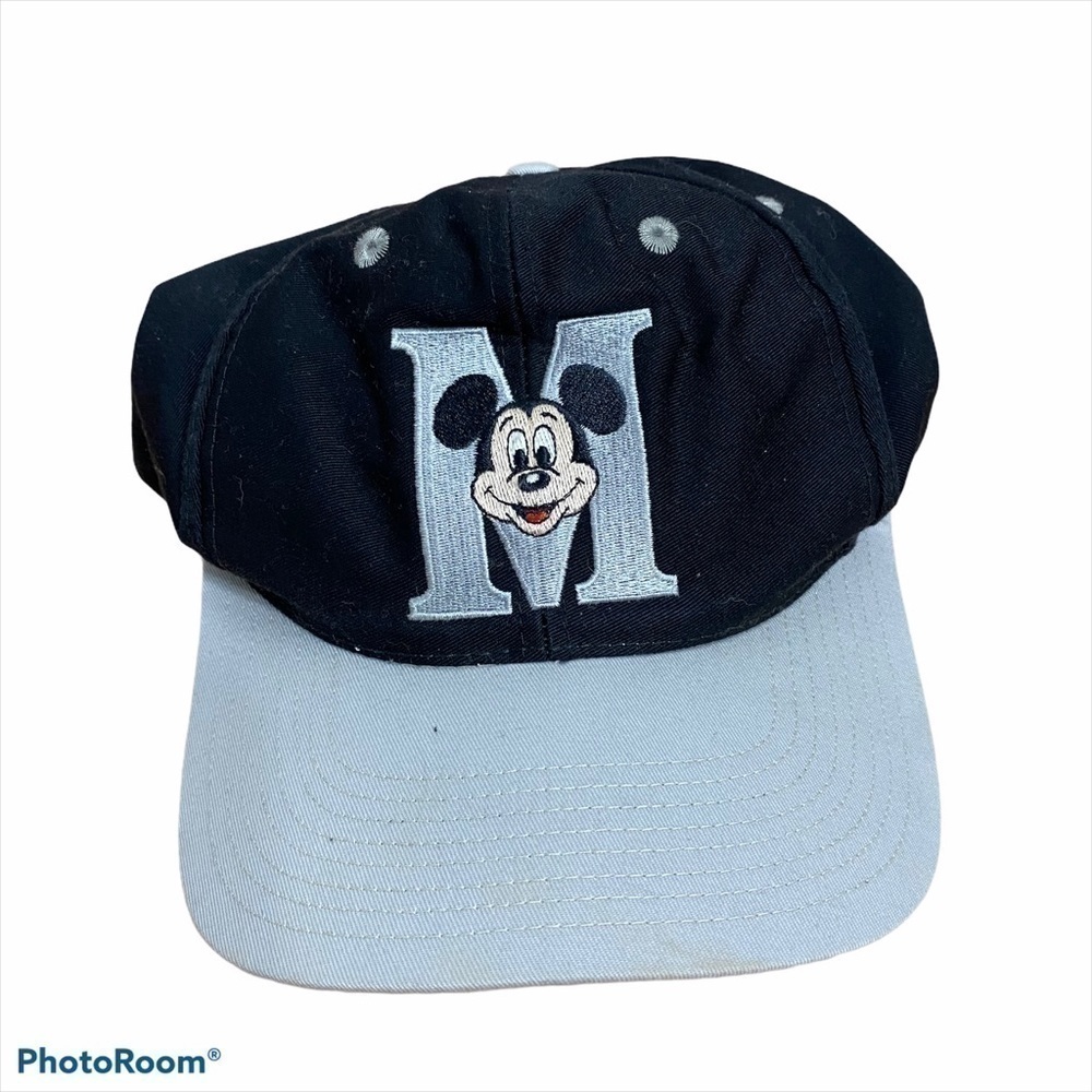 Vintage Mickey Mouse Snap Back Hat Disney Black